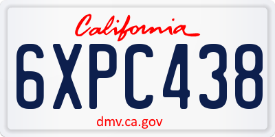 CA license plate 6XPC438