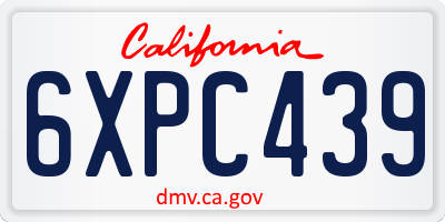 CA license plate 6XPC439