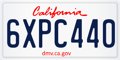 CA license plate 6XPC440