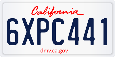 CA license plate 6XPC441