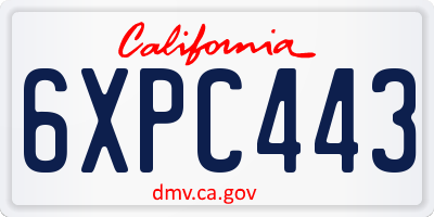 CA license plate 6XPC443