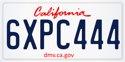 CA license plate 6XPC444