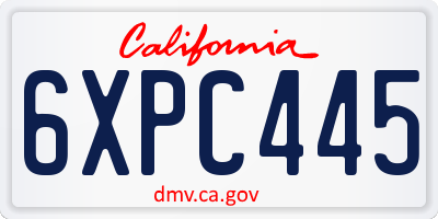 CA license plate 6XPC445
