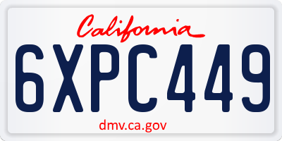 CA license plate 6XPC449