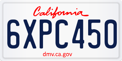 CA license plate 6XPC450