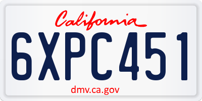CA license plate 6XPC451