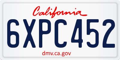CA license plate 6XPC452