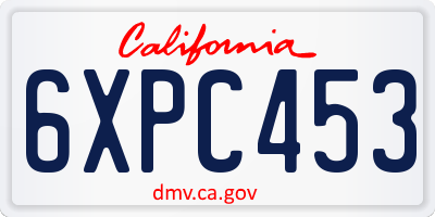 CA license plate 6XPC453