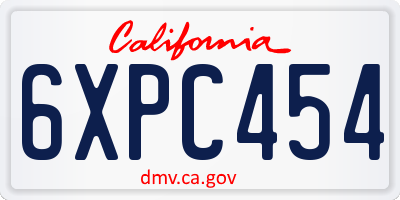 CA license plate 6XPC454