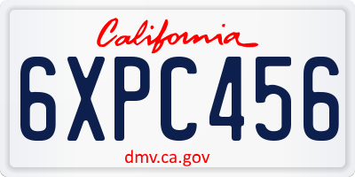 CA license plate 6XPC456