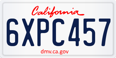 CA license plate 6XPC457