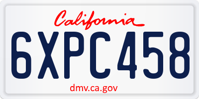 CA license plate 6XPC458