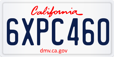 CA license plate 6XPC460