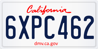 CA license plate 6XPC462