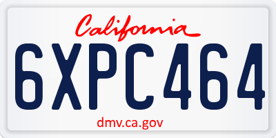 CA license plate 6XPC464