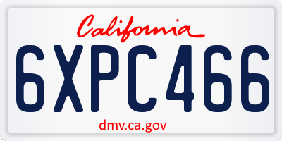 CA license plate 6XPC466