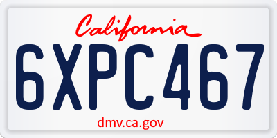 CA license plate 6XPC467