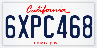 CA license plate 6XPC468