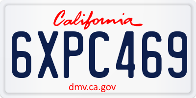 CA license plate 6XPC469