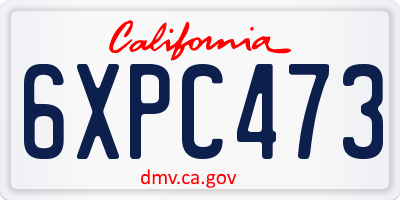 CA license plate 6XPC473