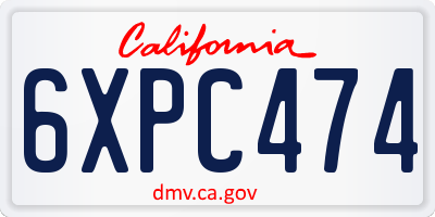 CA license plate 6XPC474