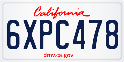 CA license plate 6XPC478