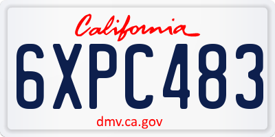 CA license plate 6XPC483
