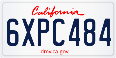 CA license plate 6XPC484