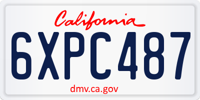 CA license plate 6XPC487