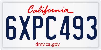 CA license plate 6XPC493