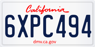CA license plate 6XPC494