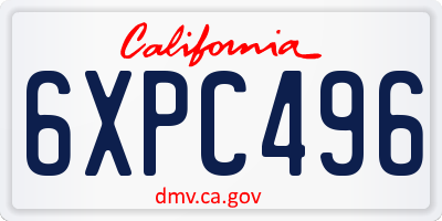 CA license plate 6XPC496
