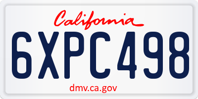CA license plate 6XPC498