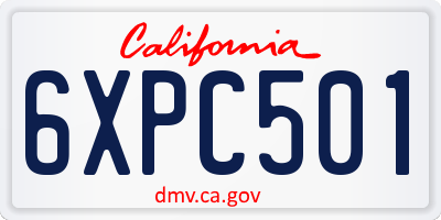 CA license plate 6XPC501