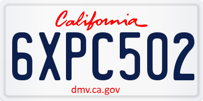 CA license plate 6XPC502