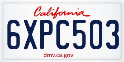 CA license plate 6XPC503