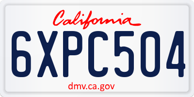 CA license plate 6XPC504