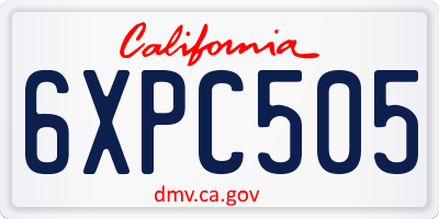 CA license plate 6XPC505
