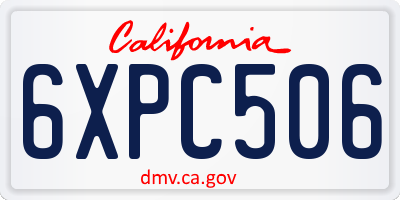 CA license plate 6XPC506