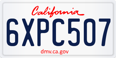 CA license plate 6XPC507