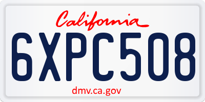 CA license plate 6XPC508