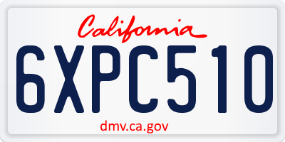 CA license plate 6XPC510