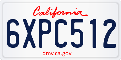CA license plate 6XPC512
