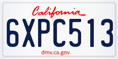 CA license plate 6XPC513