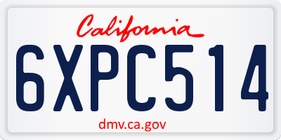CA license plate 6XPC514