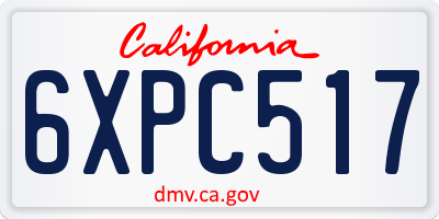 CA license plate 6XPC517