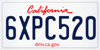 CA license plate 6XPC520