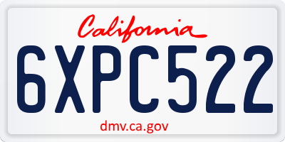 CA license plate 6XPC522