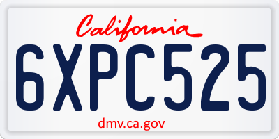 CA license plate 6XPC525