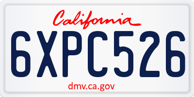 CA license plate 6XPC526